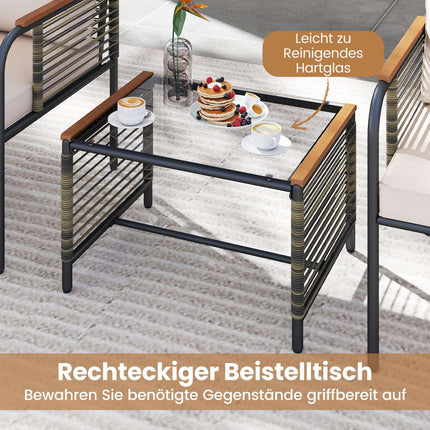 Rattan Outdoor Furniture Set, 5-Piece with Cushions