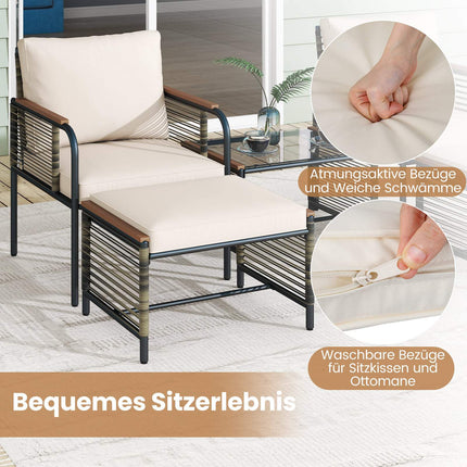 Rattan Outdoor Furniture Set, 5-Piece with Cushions