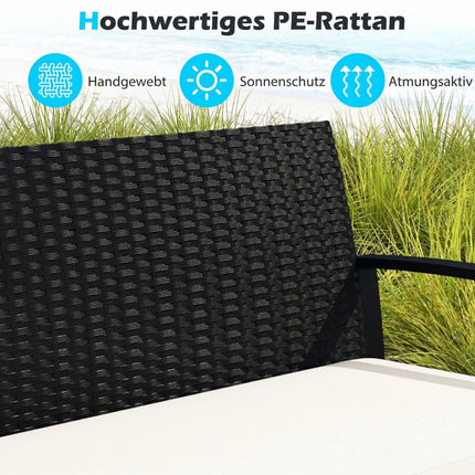 Rattan-Gartenmöbel-Set mit Kissen – Beige