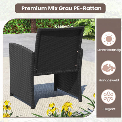 Gartengarnitur aus Rattan mit Kissen – Blau
