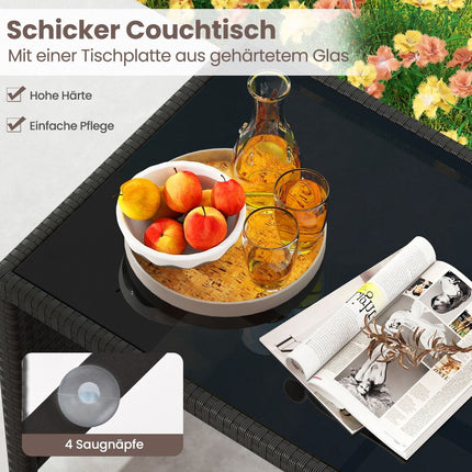 Gartengarnitur aus Rattan mit Kissen – Blau