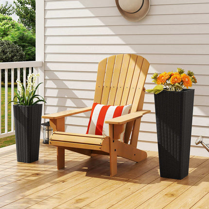 Rattan Planter Set of 2, 82/60 cm, Inner Pots, Black
