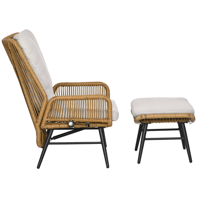 Verstellbarer Rattan Relaxsessel mit Kissen - für den Außenbereich