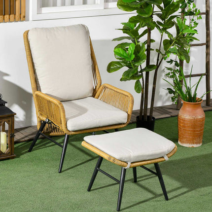 Adjustable Rattan Relax Chair with cushion - outdoor use