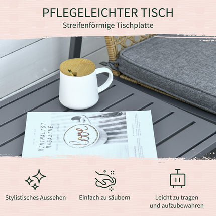 Ratanový bistro set s houpacími židlemi, 2 židle a stůl, polstry