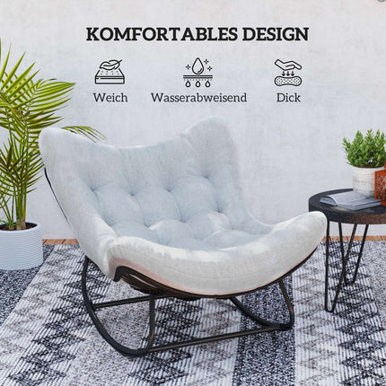 Rattan-Schaukelbank für den Garten mit Stahlrahmen und Kissen