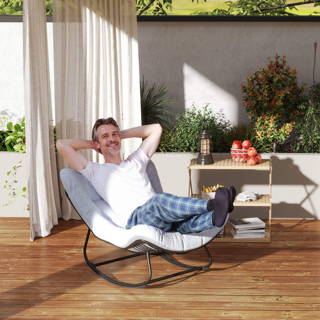 Rattan-Schaukelbank für den Garten mit Stahlrahmen und Kissen