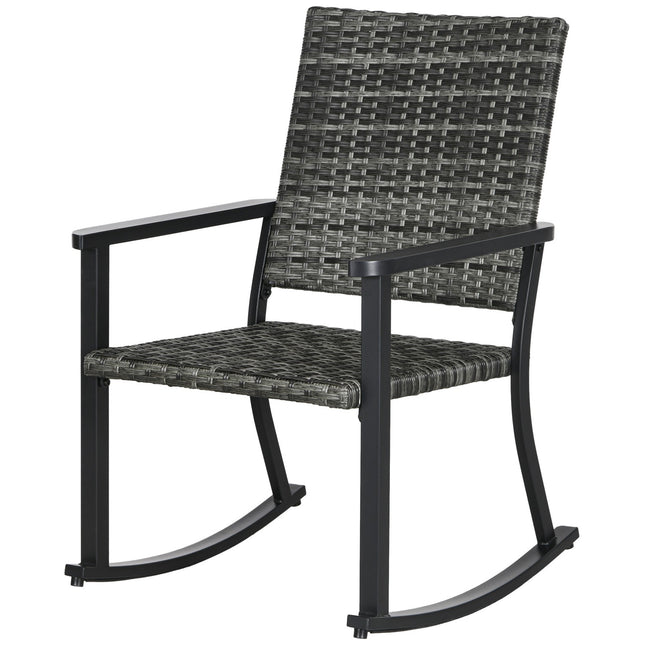 Rattan Schaukelstuhl, grau - Gartenliege für Terrasse & Balkon 62x75x95cm