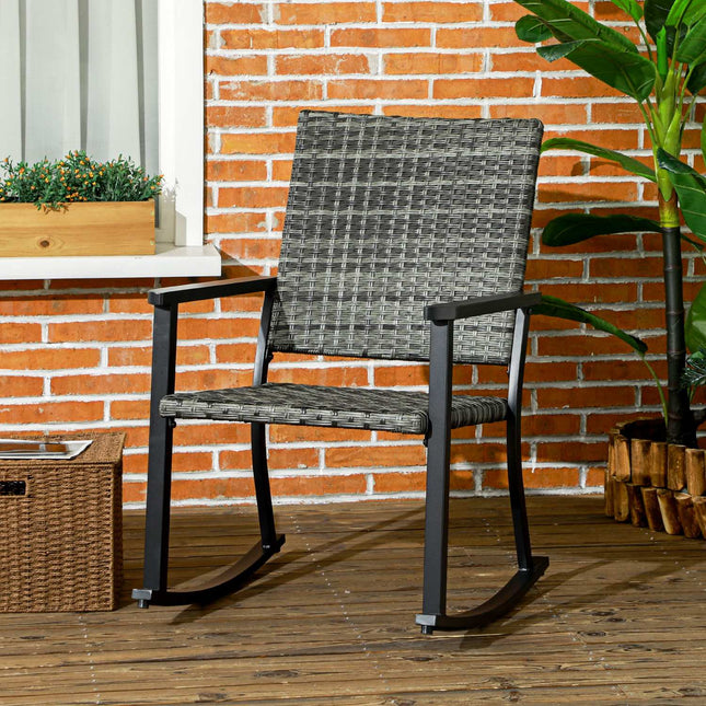 Rattan Schaukelstuhl, grau - Gartenliege für Terrasse & Balkon 62x75x95cm