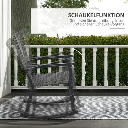 Rattan Schaukelstuhl, grau - Gartenliege für Terrasse & Balkon 62x75x95cm