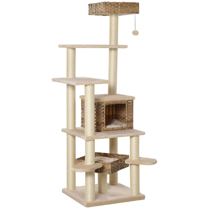 Mehrstöckiger Wurzelkletterbaum mit Höhle, beige/braun
