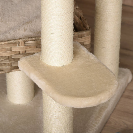Mehrstöckiger Wurzelkletterbaum mit Höhle, beige/braun
