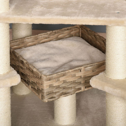 Mehrstöckiger Wurzelkletterbaum mit Höhle, beige/braun