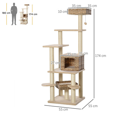 Mehrstöckiger Wurzelkletterbaum mit Höhle, beige/braun