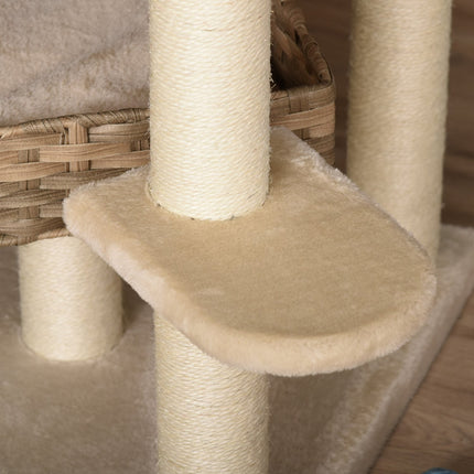 Mehrstöckiger Wurzelkletterbaum mit Höhle, beige/braun