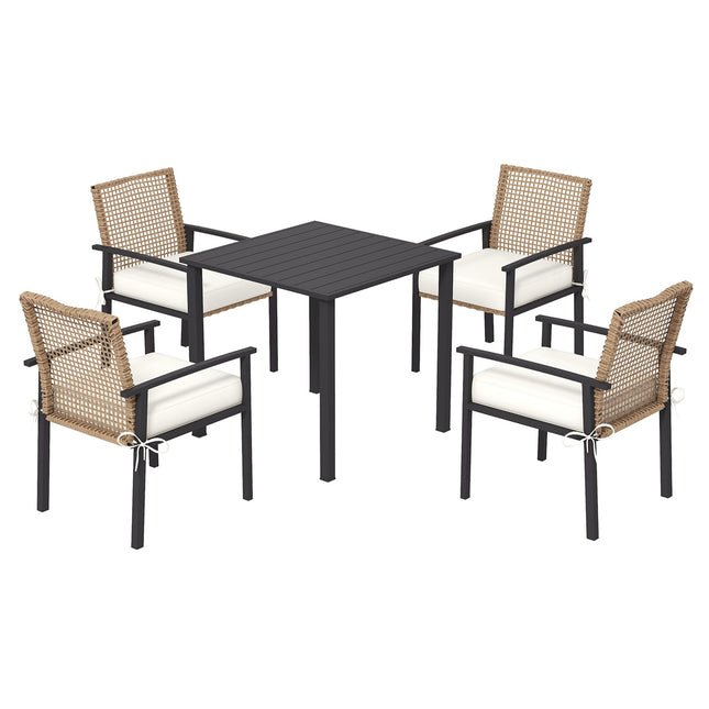 Gartenmöbel aus Rattan, 5-teilig, mit Kissen