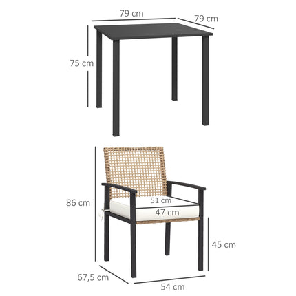 Gartenmöbel aus Rattan, 5-teilig, mit Kissen
