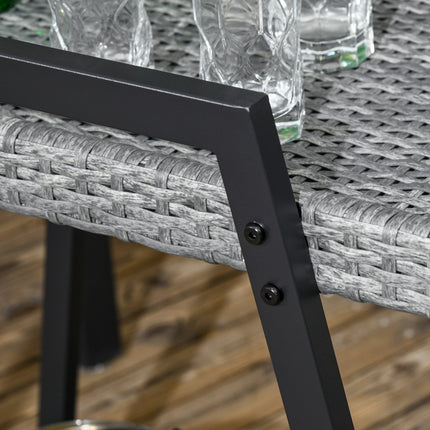 Rattan outdoor bar cart, gray - shelves & handles