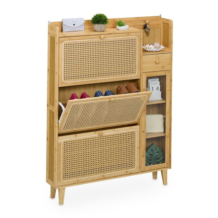 Rattan-Schuhschrank mit Stauraum, platzsparendes Design