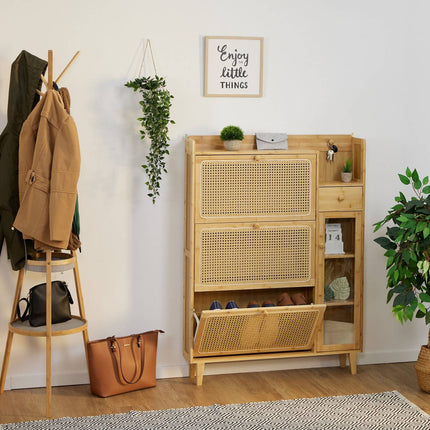 Rattan-Schuhschrank mit Stauraum, platzsparendes Design