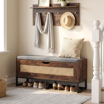 Sitzbank aus Rattan mit Polsterung, 100 cm