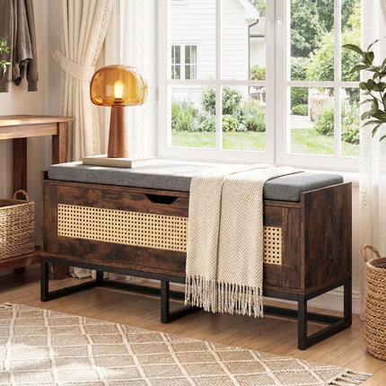 Sitzbank aus Rattan mit Polsterung, 100 cm