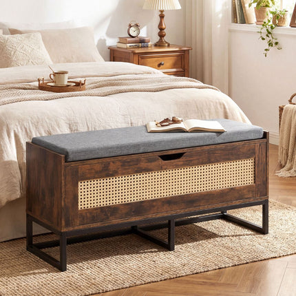 Sitzbank aus Rattan mit Polsterung, 100 cm