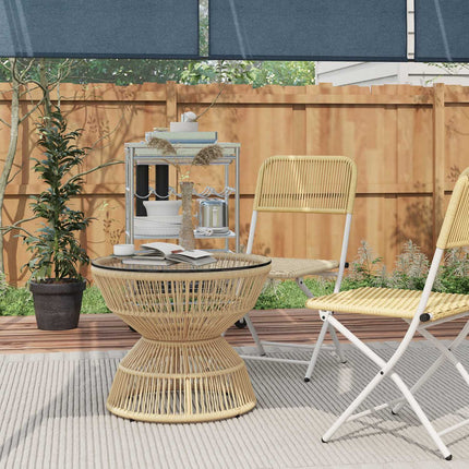 Rattan-Beistelltisch mit gehärtetem Glas, Ø60 cm