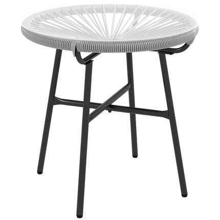 Runder Rattan-Couchtisch - Glasplatte, 50x50x50cm, schwarz/grau