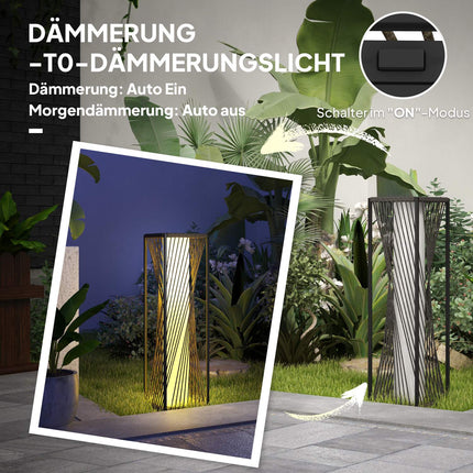 Rattan-Solar-Stehlampe, Boho-Stil mit Lichtsensor, wasserdicht