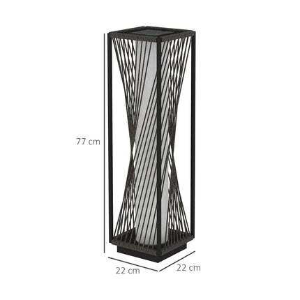 Rattan-Solar-Stehlampe, Boho-Stil mit Lichtsensor, wasserdicht