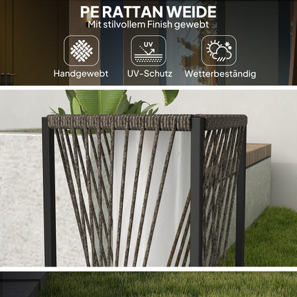 Rattan-Solar-Stehlampe, Boho-Stil mit Lichtsensor, wasserdicht
