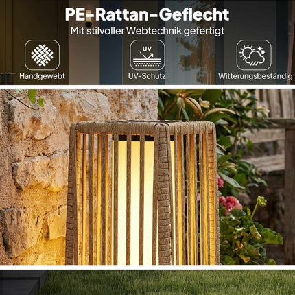Rattan Solar Lamp, Outdoor, IP44, Auto On/Off, 68cm