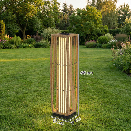 Rattan Solar Lamp, Outdoor, IP44, Auto On/Off, 68cm