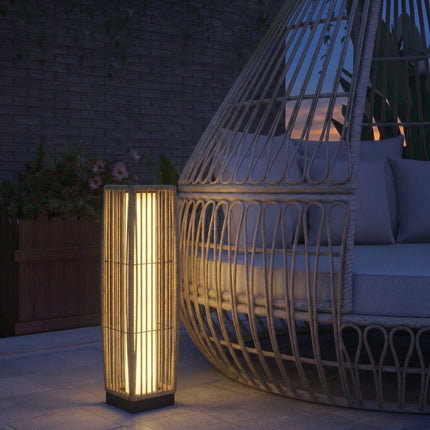 Rattan Solar Lamp, Outdoor, IP44, Auto On/Off, 68cm