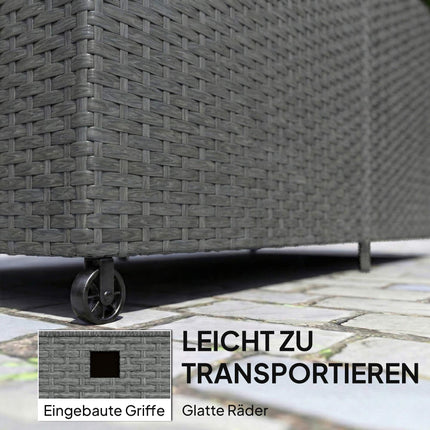 Rattan Storage Box 650L, Waterproof, UV-Resistant, Dark Grey