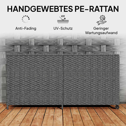 Rattan Storage Box 650L, Waterproof, UV-Resistant, Dark Grey