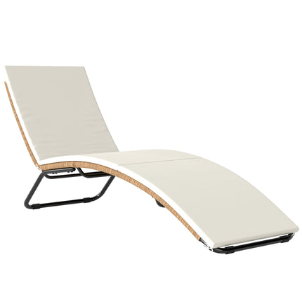 Ratanové lehátko s polštářem, ergonomické do tvaru S, 195 cm