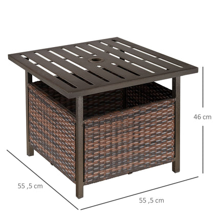 Terrassentisch aus Rattan mit Schirmloch - Braun, 55,5 cm