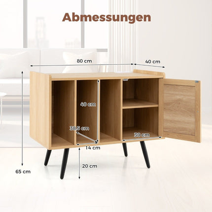 Plattenspielerständer aus Rattan mit Ladestation, fasst 220 Schallplatten