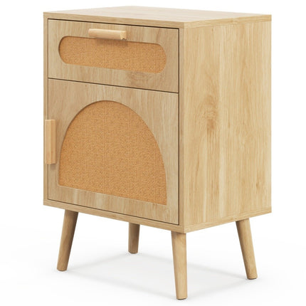Rattan bedside table with drawer & cabinet bedside table in boho style side table sofa table
