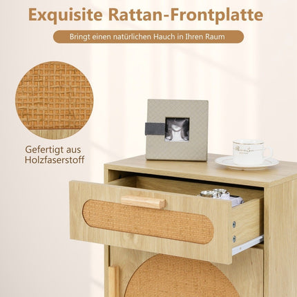 Rattan bedside table with drawer & cabinet bedside table in boho style side table sofa table