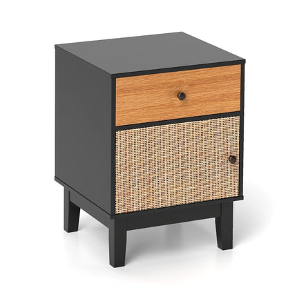 Rattan bedside table with drawer & cabinet bedside table side table sofa table in boho style