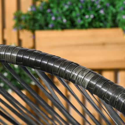 Grauer Rattan-Eierstuhl mit Kissen, 120 kg Tragkraft