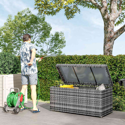 Rattan-Aufbewahrungsbox, 380 L, wetterfest, Dunkelgrau