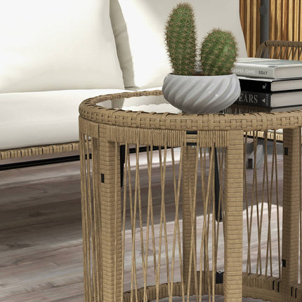 Rattan-Gartenmöbel mit Stuhl, Tisch und Kissen