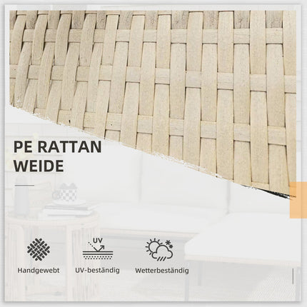 Rattan-Gartenmöbel mit Stuhl, Tisch und Kissen