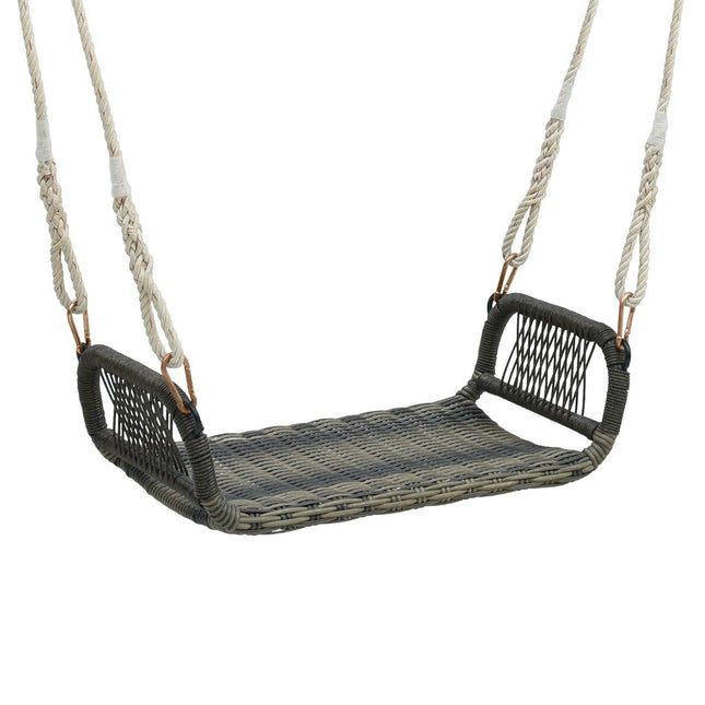 Rattan Hängesessel mit 2 Hanfseilen Wetterfester Hängesessel Belastbar bis 180kg Schaukelsitz