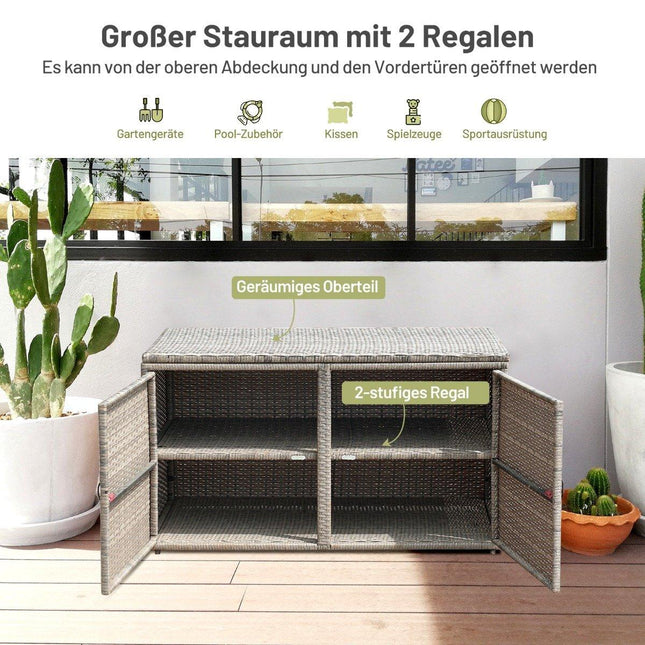Rotan terrasbox met 335 L inhoud 115 x 60 x 65 cm Grijs