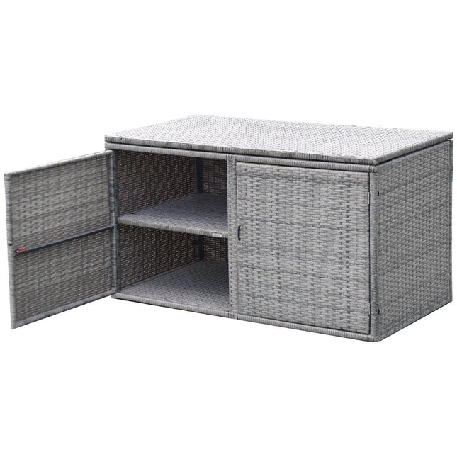 Rotan terrasbox met 335 L inhoud 115 x 60 x 65 cm Grijs